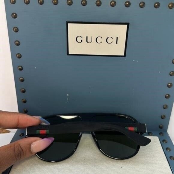 New Authentic- Gucci Green Pilot Men's Sunglasses GG0009S 001 59","description": - Picture 9 of 14
